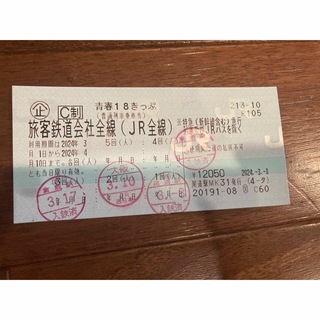 ジェイアール(JR)の青春18きっぷ　残り1回分(鉄道乗車券)