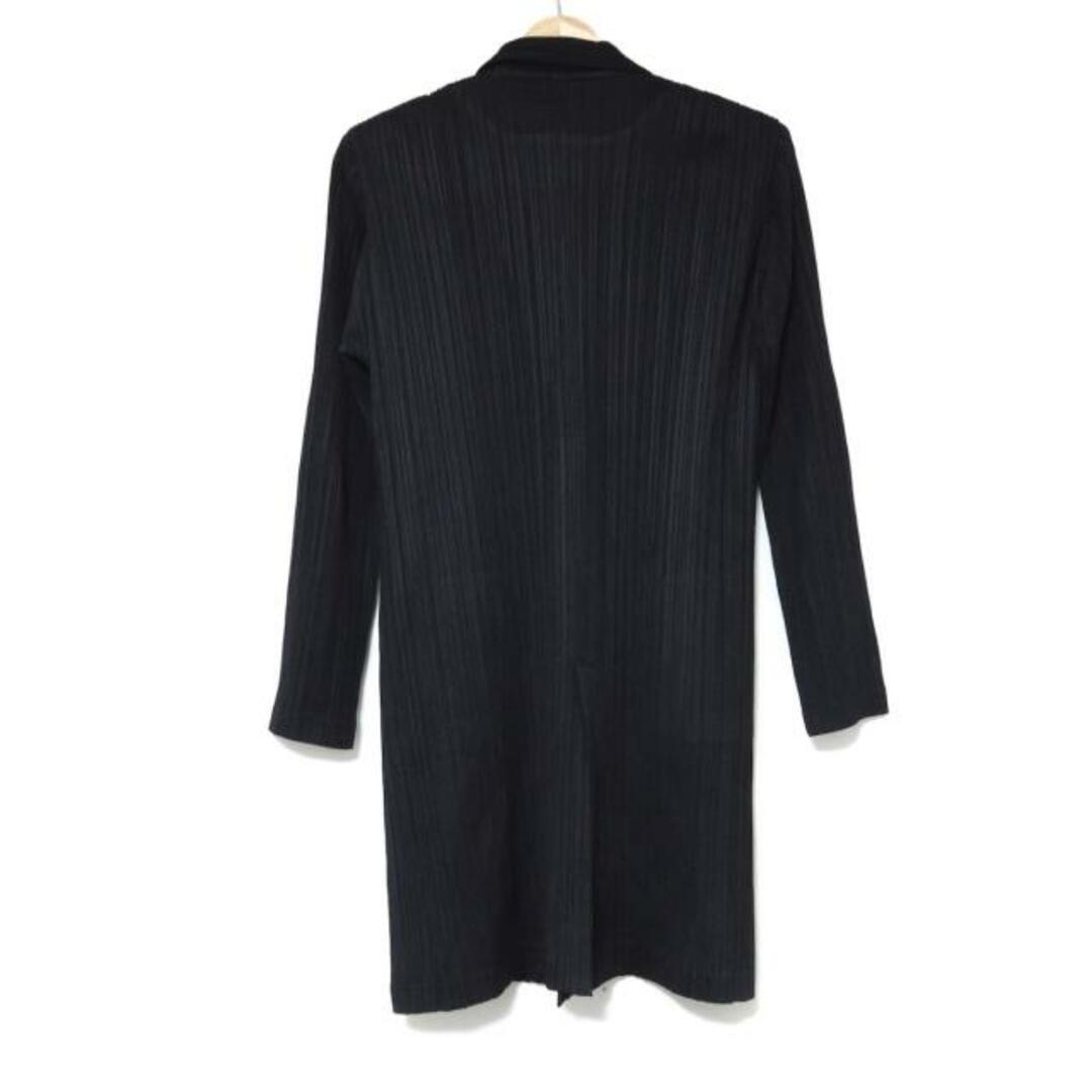 PLEATS PLEASE ISSEY MIYAKE(プリーツプリーズイッセイミヤケ)のPLEATS PLEASE(プリーツプリーズ) コート サイズ2 M レディース - 黒 長袖/肩パッド/プリーツ/春/秋 レディースのジャケット/アウター(その他)の商品写真