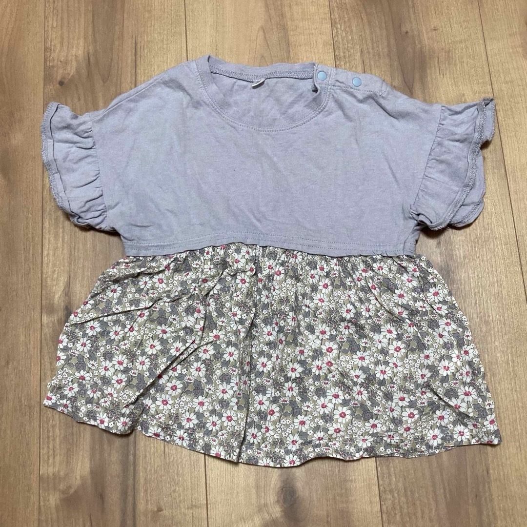 しまむら(シマムラ)の美品　100サイズ　トップス　花柄 キッズ/ベビー/マタニティのキッズ服女の子用(90cm~)(Tシャツ/カットソー)の商品写真