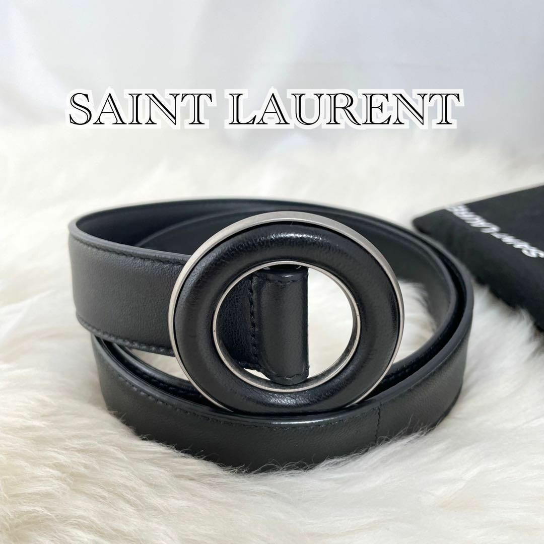 Yves Saint Laurent(イヴサンローラン)のYves Saint Laurent　穴なしベルト　レザー　ブラック　469 レディースのファッション小物(ベルト)の商品写真