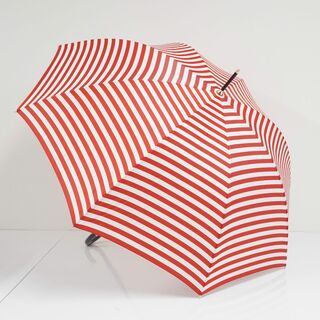 傘 agnes b.アニエスべー USED美品 ボーダー レッド グラスファイバーフレーム 赤 60cm KR A0443