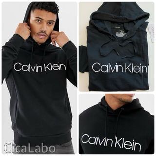 カルバンクライン(Calvin Klein)の【新品】カルバンクライン プルオーバー パーカー ロゴ ブラック L(パーカー)