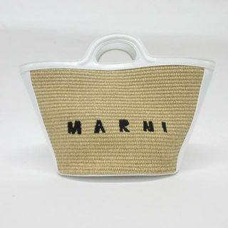 マルニ(Marni)のMARNI(マルニ) トートバッグ美品  トロピカリア ベージュ×白 かごバッグ ストロー×レザー(トートバッグ)