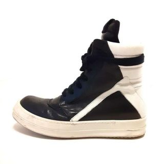 リックオウエンス(Rick Owens)のRick Owens(リックオウエンス) スニーカー 38 レディース - 黒×白 ハイカット/サイドジップ レザー(スニーカー)