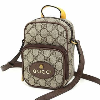 グッチ(Gucci)のグッチ ネオ ヴィンテージ GGスプリーム ショルダーバッグ ベージュ＆エボニー/イエロー タイガーヘッド 未使用品(メッセンジャーバッグ)