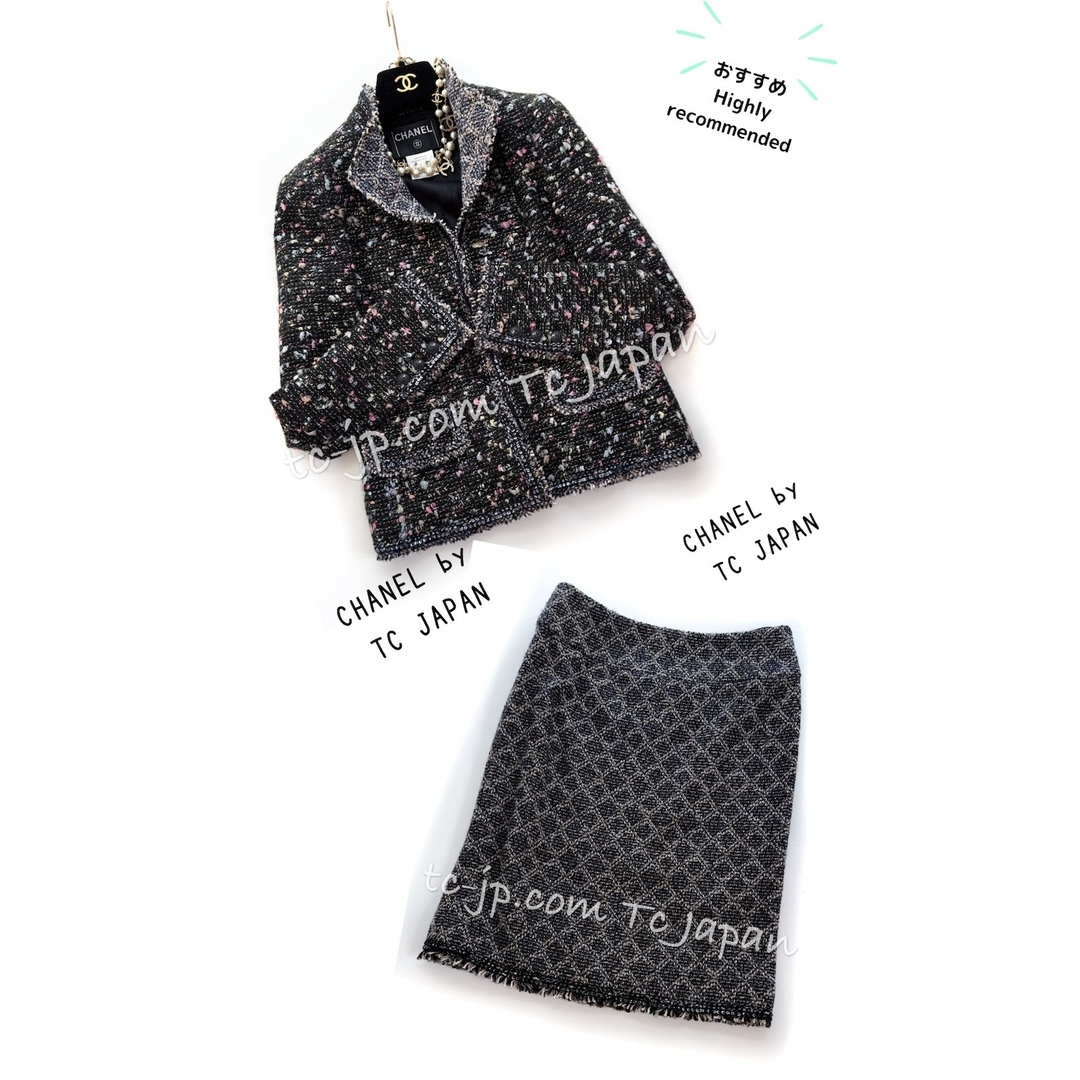 CHANEL - シャネル スーツ CHANEL ブラック マルチ ウール CHANEL - シャネル スーツ CHANEL ブラック マルチ ウール