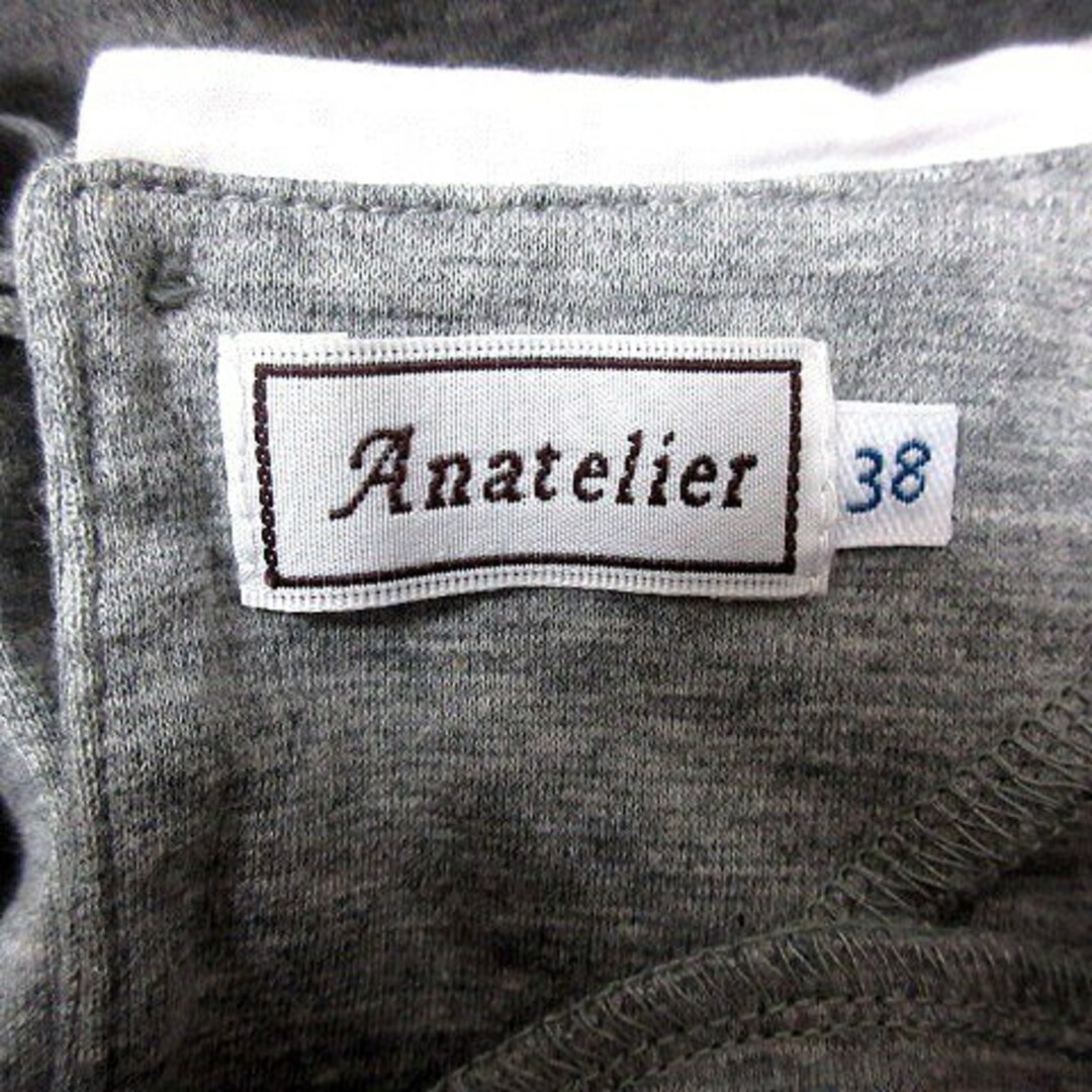 anatelier(アナトリエ)のアナトリエ カットソー Uネック 半袖 ボーダー 38 グレー 紺  レディースのトップス(カットソー(半袖/袖なし))の商品写真