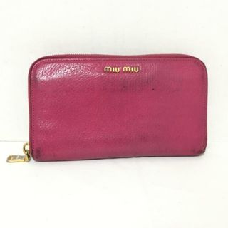 ミュウミュウ(miumiu)のmiumiu(ミュウミュウ) 長財布 - ピンク ラウンドファスナー レザー(財布)