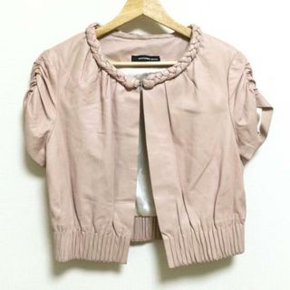 アレキサンダーワン(Alexander Wang)のALEXANDER WANG(アレキサンダーワン) ブルゾン サイズ　　 レディース - ピンクベージュ 半袖/レザー/TRICOT/春/秋(ブルゾン)