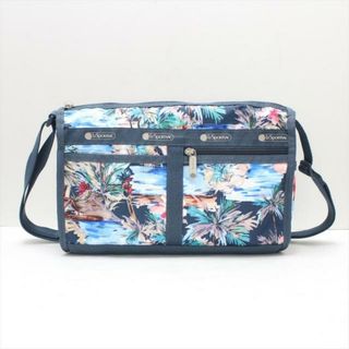 レスポートサック(LeSportsac)のLESPORTSAC(レスポートサック) ショルダーバッグ美品  - ブルー×ネイビー×マルチ 花柄 レスポナイロン(ショルダーバッグ)