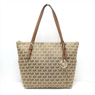 マイケルコース(Michael Kors)のMICHAEL KORS(マイケルコース) トートバッグ美品  ジェットセットアイテム EW TZ トート 38S9XTTT8J ベージュ×ダークブラウン ジャガード×レザー(トートバッグ)