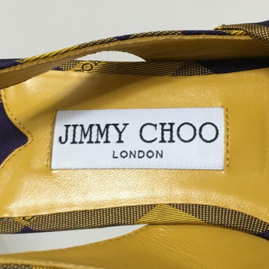 JIMMY CHOO(ジミーチュウ)のJIMMY CHOO(ジミーチュウ) サンダル 38 レディース - ダークイエロー×パープル チェック柄 化学繊維 レディースの靴/シューズ(サンダル)の商品写真