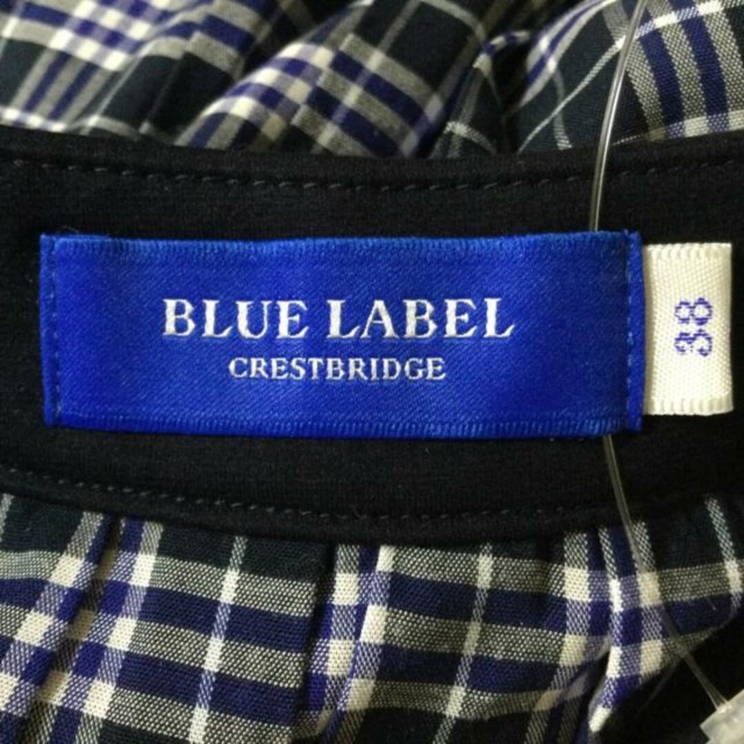 BLUE LABEL CRESTBRIDGE(ブルーレーベルクレストブリッジ)のBLUE LABEL CRESTBRIDGE(ブルーレーベルクレストブリッジ) チュニック サイズ38 M レディース - ダークネイビー×白×マルチ 七分袖/チェック柄 レディースのトップス(チュニック)の商品写真