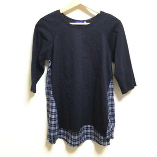 ブルーレーベルクレストブリッジ(BLUE LABEL CRESTBRIDGE)のBLUE LABEL CRESTBRIDGE(ブルーレーベルクレストブリッジ) チュニック サイズ38 M レディース - ダークネイビー×白×マルチ 七分袖/チェック柄(チュニック)