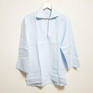 バルバ(BARBA)のBARBA(バルバ) 長袖カットソー サイズM メンズ美品  - ライトブルー 開襟 麻(Tシャツ/カットソー(七分/長袖))