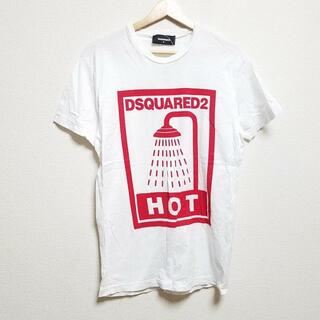 ディースクエアード(DSQUARED2)のDSQUARED2(ディースクエアード) 半袖Tシャツ サイズM メンズ - 白×レッド クルーネック 綿(Tシャツ/カットソー(半袖/袖なし))