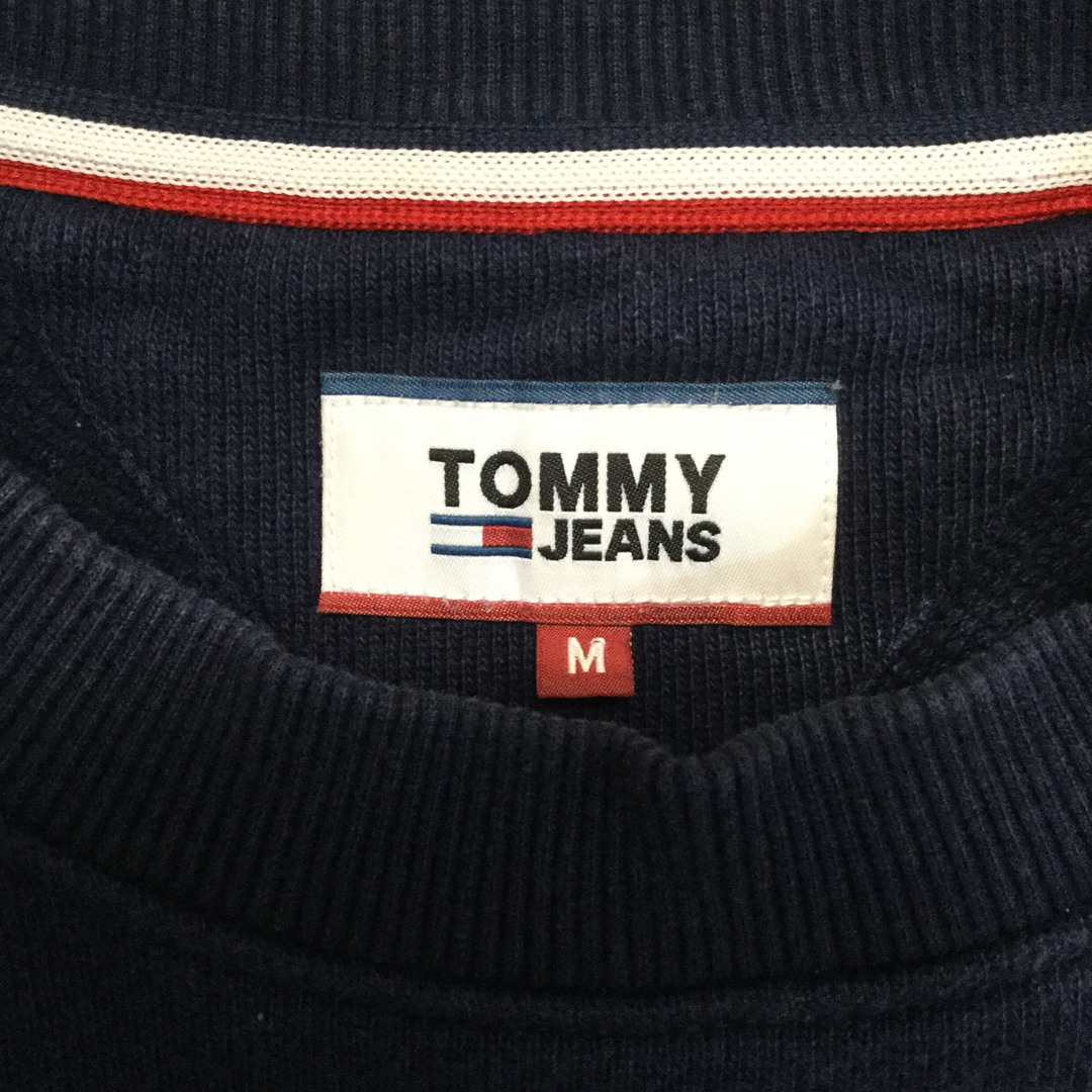 TOMMY JEANS(トミージーンズ)の【トミージーンズ ビッグロゴ長袖スウェット】 ロゴ刺繍 M ネイビー 古着 メンズのトップス(スウェット)の商品写真