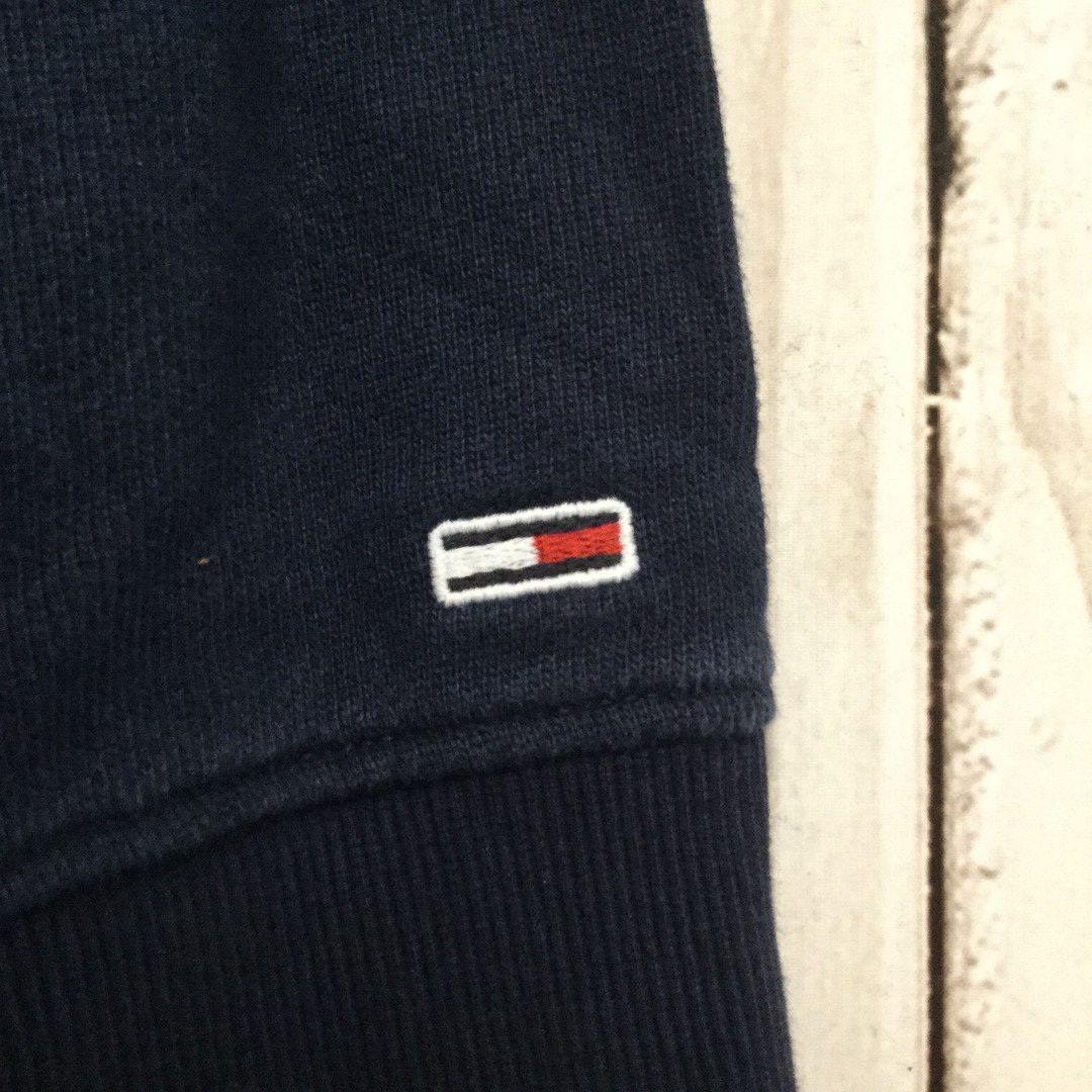 TOMMY JEANS(トミージーンズ)の【トミージーンズ ビッグロゴ長袖スウェット】 ロゴ刺繍 M ネイビー 古着 メンズのトップス(スウェット)の商品写真