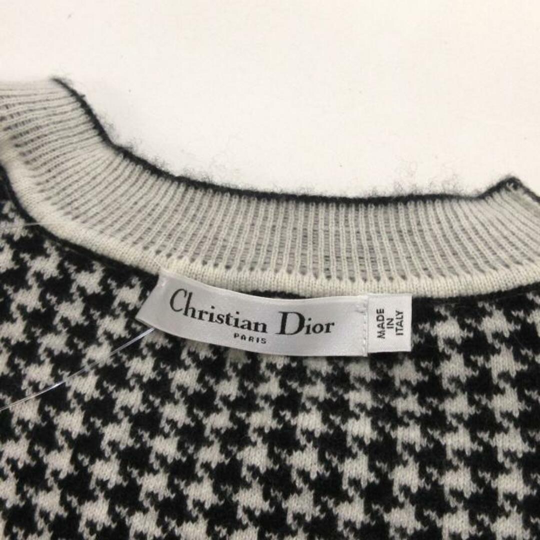 Christian Dior(クリスチャンディオール)のDIOR/ChristianDior(ディオール/クリスチャンディオール) 長袖セーター レディース - 014S55AM035 黒×白 クルーネック/千鳥格子 カシミヤ、ナイロン レディースのトップス(ニット/セーター)の商品写真