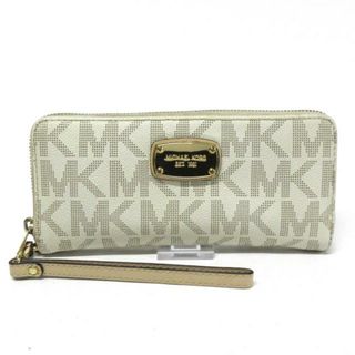 マイケルコース(Michael Kors)のMICHAEL KORS(マイケルコース) 長財布 - アイボリー×ブラウン ラウンドファスナー PVC(塩化ビニール)(財布)