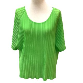 ISSEY MIYAKE - ♪♪ISSEY MIYAKE イッセイミヤケ PLEATS PLEASE カットソー ドルマンスリーブ PP31-FK372 黄緑