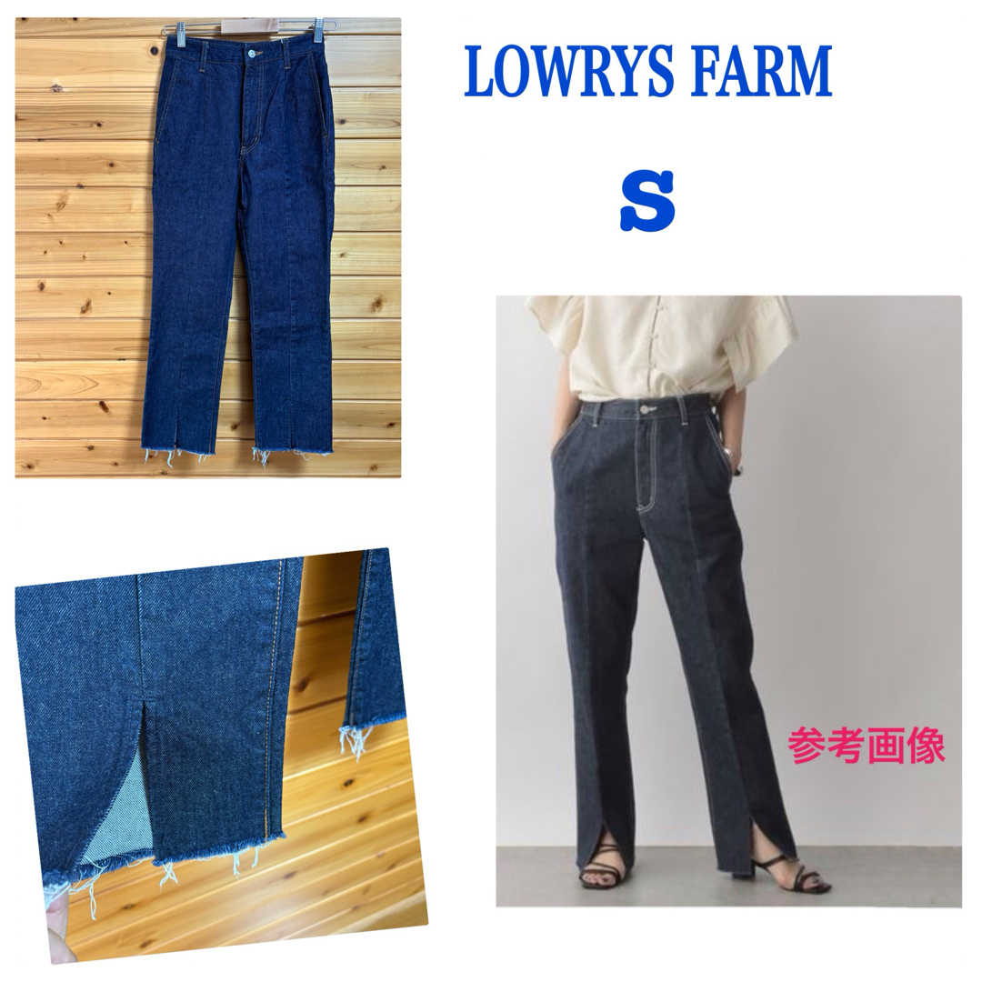 LOWRYS FARM(ローリーズファーム)の美品LOWRYS FARM デニム パンツ フロントスリットフリンジブルー S レディースのパンツ(デニム/ジーンズ)の商品写真