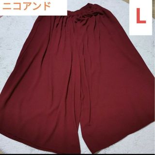 ニコアンド(niko and...)の美品 ニコアンド スカーチョ ガウチョ 赤 ピンク 春パンツ Lサイズ(カジュアルパンツ)