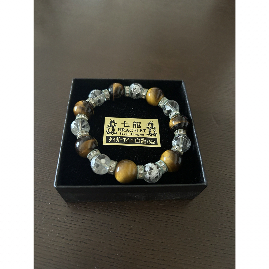 七龍　ブレスレット　タイガーアイ+水晶 メンズのアクセサリー(ブレスレット)の商品写真