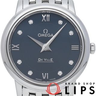 オメガ(OMEGA)のオメガ デ ヴィル プレステージ クォーツ 27.4mm 8Pダイヤ De Ville Prestige 424.10.27.60.53.001 箱 保証書 SS レディース時計 ブルー 仕上げ済 美品 【中古】(腕時計)