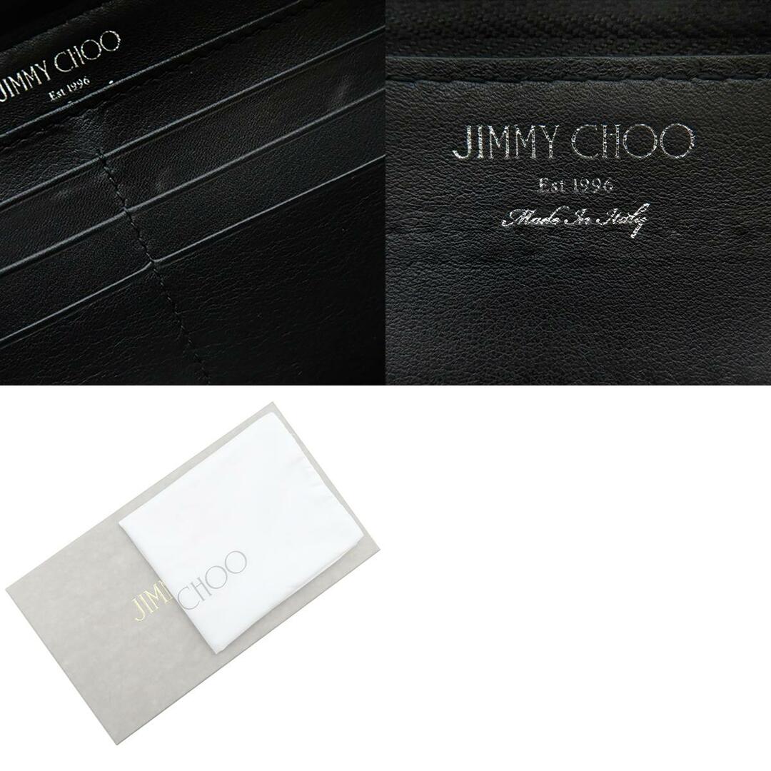 JIMMY CHOO(ジミーチュウ)のジミーチュウ JIMMY CHOO 長財布 スターエンボス ウォレット レザー ブラック シルバー金具 星 エンボス加工 黒 ラウンドジップ  J000087632001 【箱】【中古】 レディースのファッション小物(財布)の商品写真