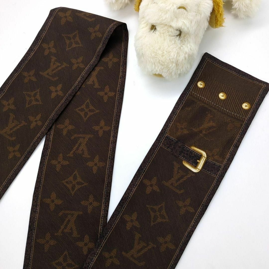 LOUIS VUITTON(ルイヴィトン)のルイヴィトン ニュー　デニム M72396  バンドースカーフ ブラウン シルク レディースのファッション小物(バンダナ/スカーフ)の商品写真