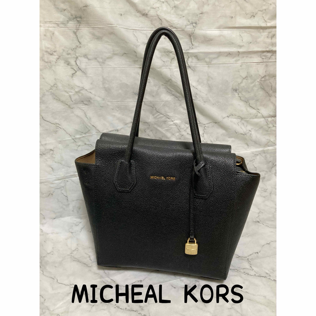 Michael Kors(マイケルコース)の美品　マイケルコース　2way ショルダーバッグ　ハンドバッグ　ロゴ金具　黒 レディースのバッグ(ショルダーバッグ)の商品写真