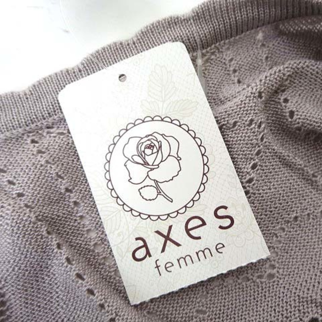 axes femme(アクシーズファム)のアクシーズファム カーディガン 透かし編み ニット ポンチョ 7分袖 M タグ付 レディースのトップス(カーディガン)の商品写真