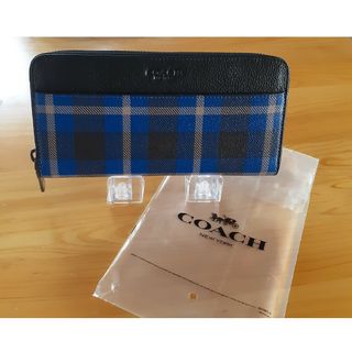 コーチ(COACH)の【コーチ】COACH　長財布　黒×青×ベージュ　のタータンチェック(財布)