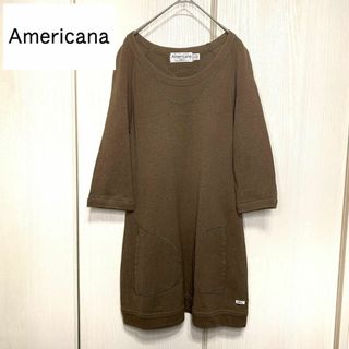 アメリカーナ(AMERICANA)の【ヘビロテ】Ameriacna 七分袖 ボートネック ロングカットソー(ひざ丈ワンピース)