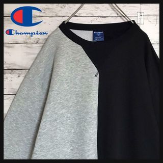 チャンピオン(Champion)の【バイカラー】チャンピオン　肉厚刺繍ロゴ入りスウェット　希少デザイン　K854(スウェット)