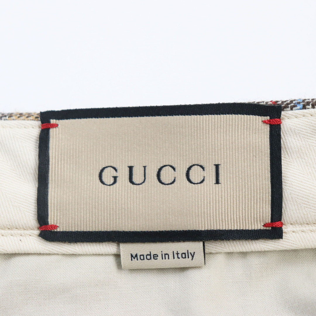 Gucci(グッチ)の極美品●GUCCI グッチ 675237 G刺繍入り チェック柄 ワイドスラックス トラウザーパンツ マルチカラー 44 ハンガー・ガーメント付き イタリア製 正規品 メンズ メンズのパンツ(スラックス)の商品写真