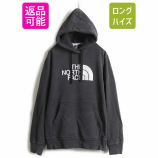 ザノースフェイス(THE NORTH FACE)の■ ノースフェイス プリント スウェット フード パーカー 黒 ( メンズ M ) 古着 The North Face トレーナー プルオーバー 裏起毛 スエット(パーカー)