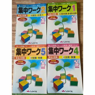 しょうがく社　集中ワーク 4冊　伸芽会　理英会　こぐま会　小学校受験　ニチガク(語学/参考書)