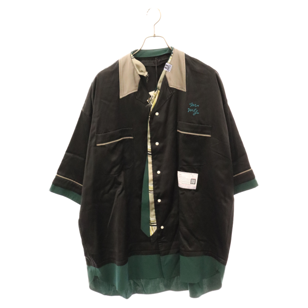 MIHARAYASUHIRO(ミハラヤスヒロ)のMIHARA YASUHIRO ミハラヤスヒロ 23SS Mix layered bowling shirt ミックス レイヤード ボウリング 半袖シャツ ブラック A10SH073 メンズのトップス(シャツ)の商品写真