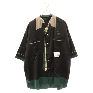 MIHARA YASUHIRO ミハラヤスヒロ 23SS Mix layered bowling shirt ミックス レイヤード ボウリング 半袖シャツ ブラック A10SH073