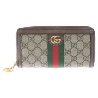 グッチ(Gucci)のGUCCI グッチ GGスプリーム レザー オフィディア ジップアラウンドウォレット 長財布 ブラウン(長財布)