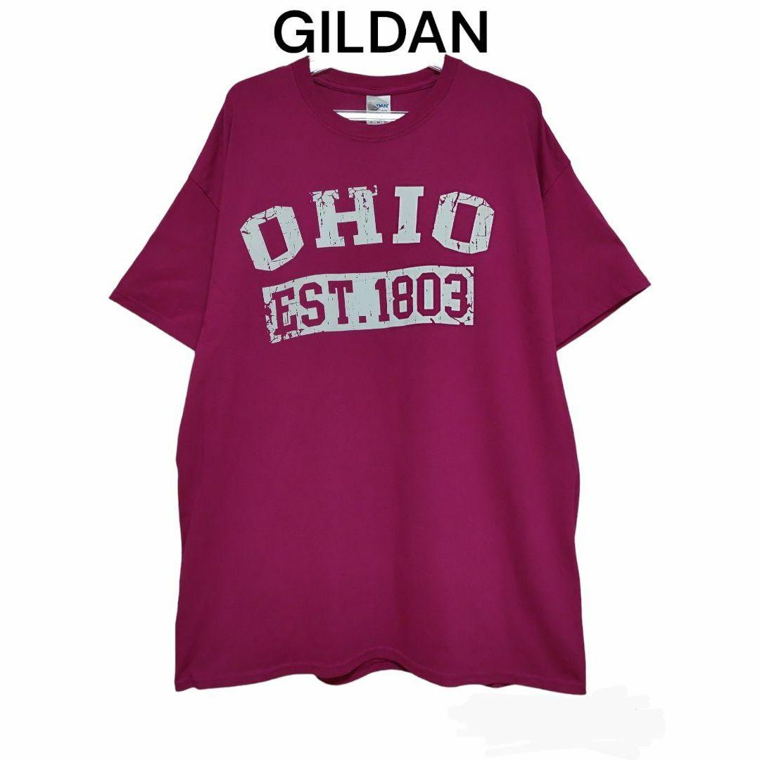 GILDAN　ギルダン　Tシャツ　半袖　古着　OHIO　ロゴプリント　オーバー メンズのトップス(Tシャツ/カットソー(半袖/袖なし))の商品写真