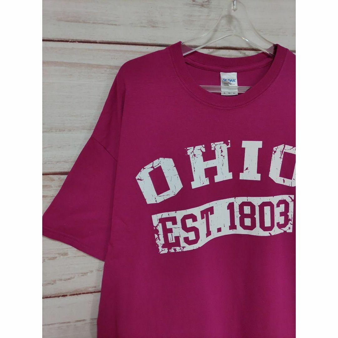 GILDAN　ギルダン　Tシャツ　半袖　古着　OHIO　ロゴプリント　オーバー メンズのトップス(Tシャツ/カットソー(半袖/袖なし))の商品写真