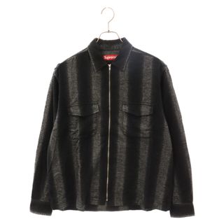 シュプリーム(Supreme)のSUPREME シュプリーム 23AW Stripe Flannel Zip Up Shirt ストライプ フランネル ジップ アップ 長袖シャツ ブラック(シャツ)