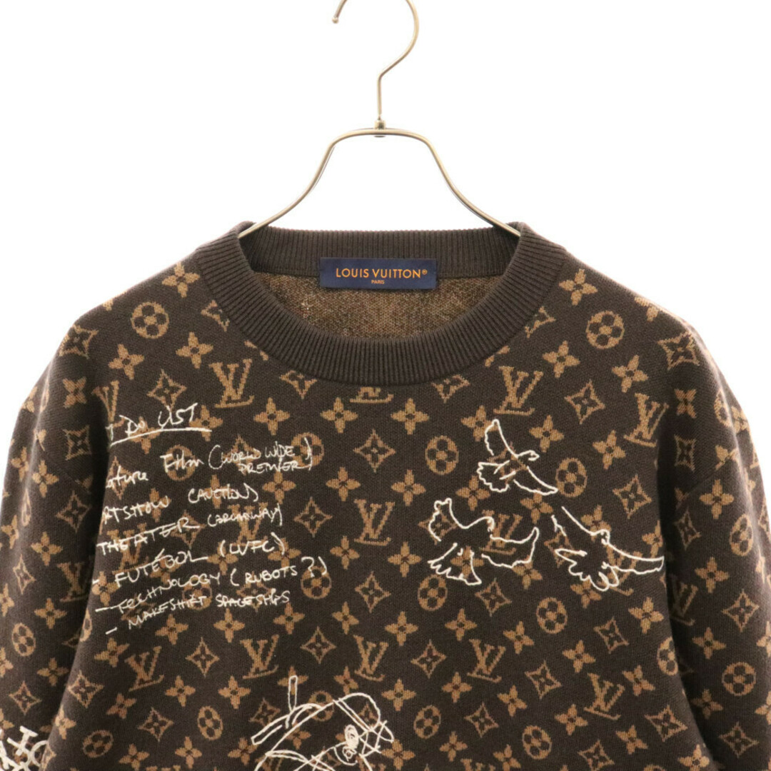 LOUIS VUITTON(ルイヴィトン)のLOUIS VUITTON ルイヴィトン 23AW モノグラム 総柄クルーネックニットセーターブラウン RM232 ZLL HPN95W メンズのトップス(ニット/セーター)の商品写真