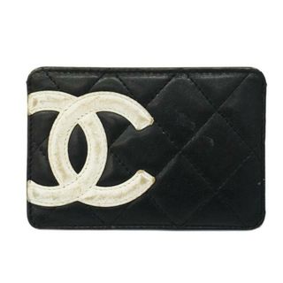 シャネル(CHANEL)の★SALE 【4ha0200】シャネル カードケース/カンボン/ラムスキン/ブラック 【中古】 レディース(名刺入れ/定期入れ)