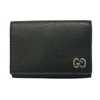 グッチ(Gucci)の【4ha0202】グッチ 名刺入れ/473923 2778/レザー/ブラック/シルバー金具 【中古】 メンズ(名刺入れ/定期入れ)