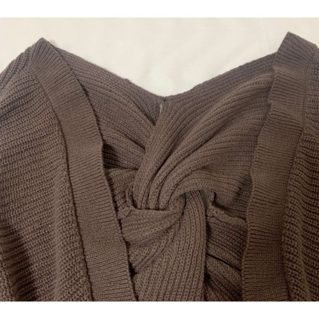 美品　カーディガン　羽織　リボン　ニット　ブラウン　フリル　ショート丈　春 レディースのトップス(カーディガン)の商品写真