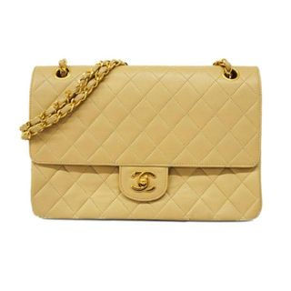 シャネル(CHANEL)の【4ha0216】シャネル ショルダーバッグ/マトラッセ/Wフラップ Wチェーン/ラムスキン/ベージュ/ゴールド金具 【中古】 レディース(ショルダーバッグ)